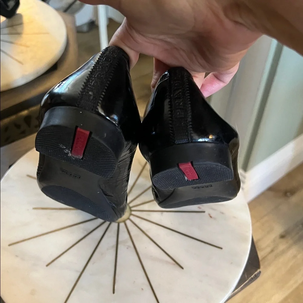 Prada Black, size 7.5 US, 38 EU, Patent Buckle Flats w/ Prada on buckle & COA - Picture 12 of 15